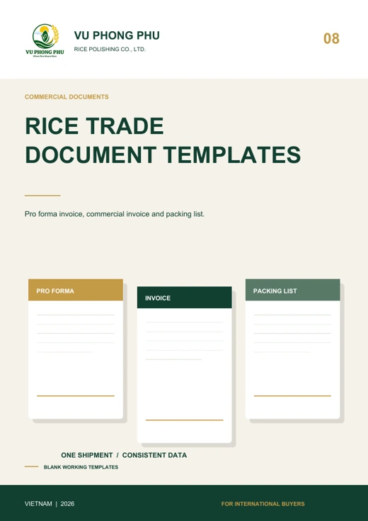 Rice Trade Document Templates